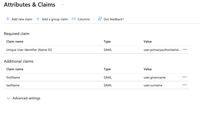 Entra final Attributes & Claims