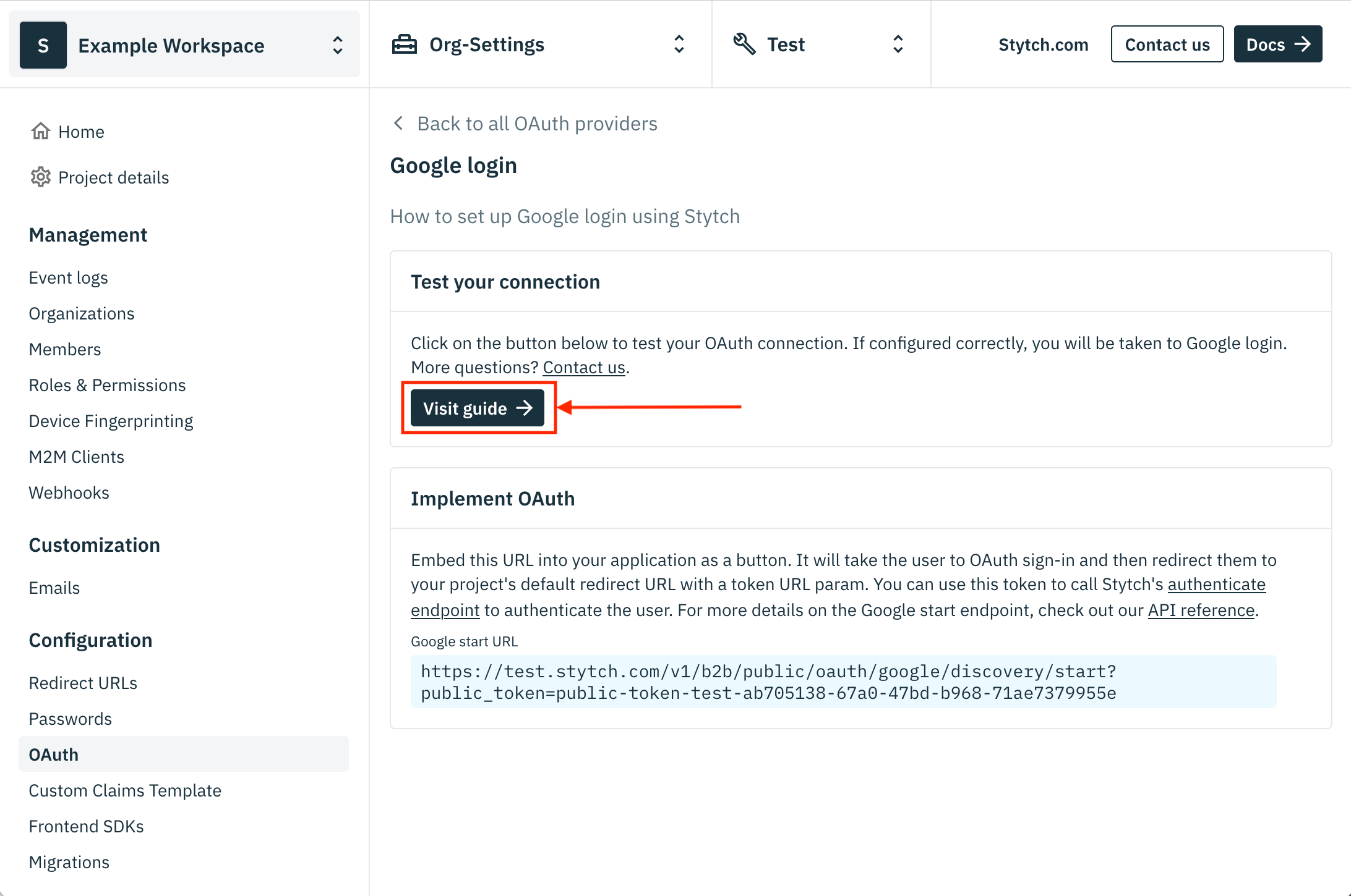 Stytch Google OAuth configuration