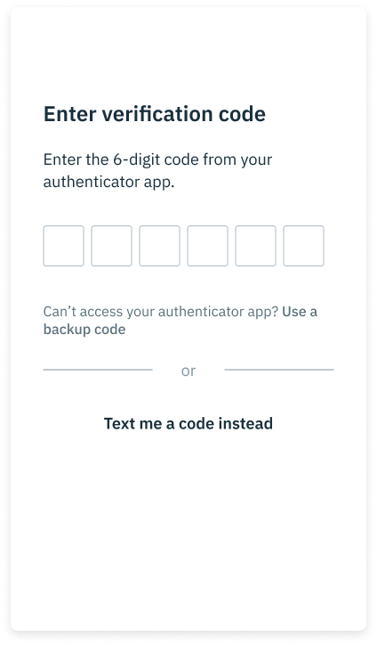 Pre-built UI for returning MFA authentication using TOTP