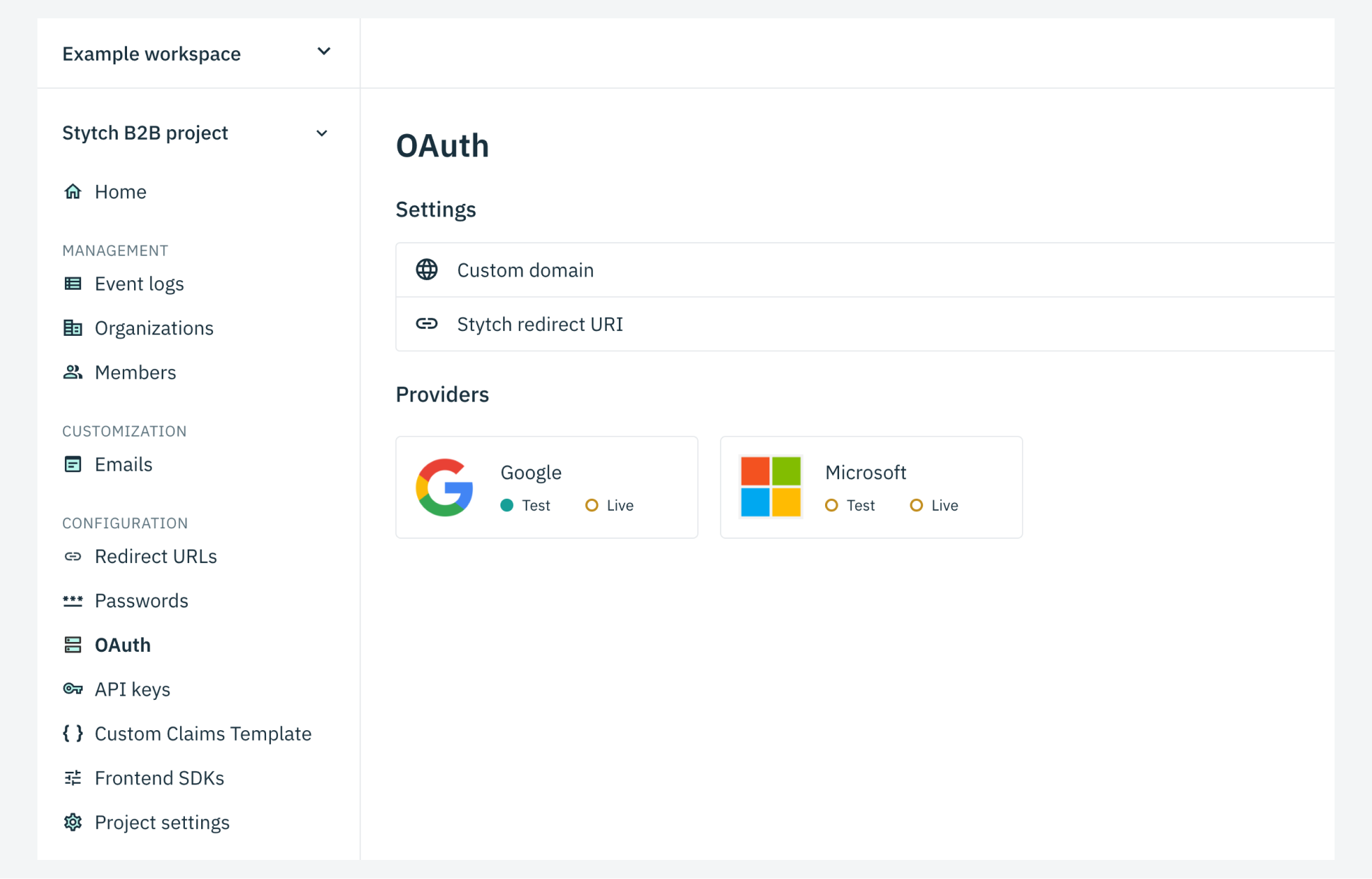 Stytch OAuth providers